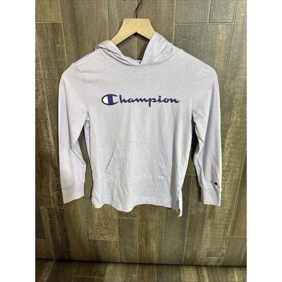 Girl's Youth Champion Lightweight Hooded Shirt Size Medium Purple - Picture 1 of 8